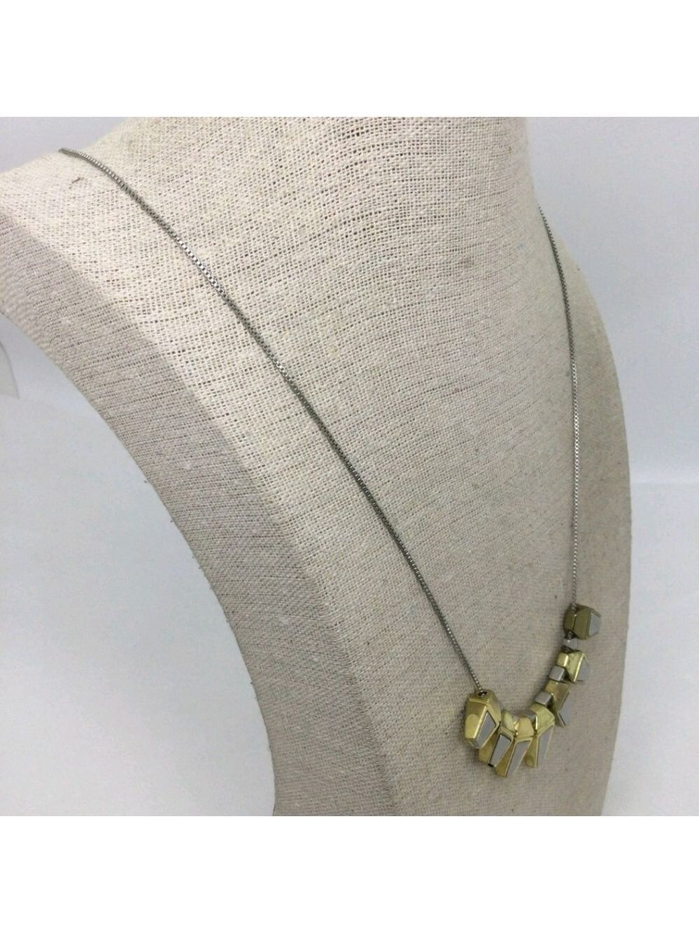 Madewell Two-Tone Geometric Charm Long Chain Necklace 32" - Picture 3 of 5